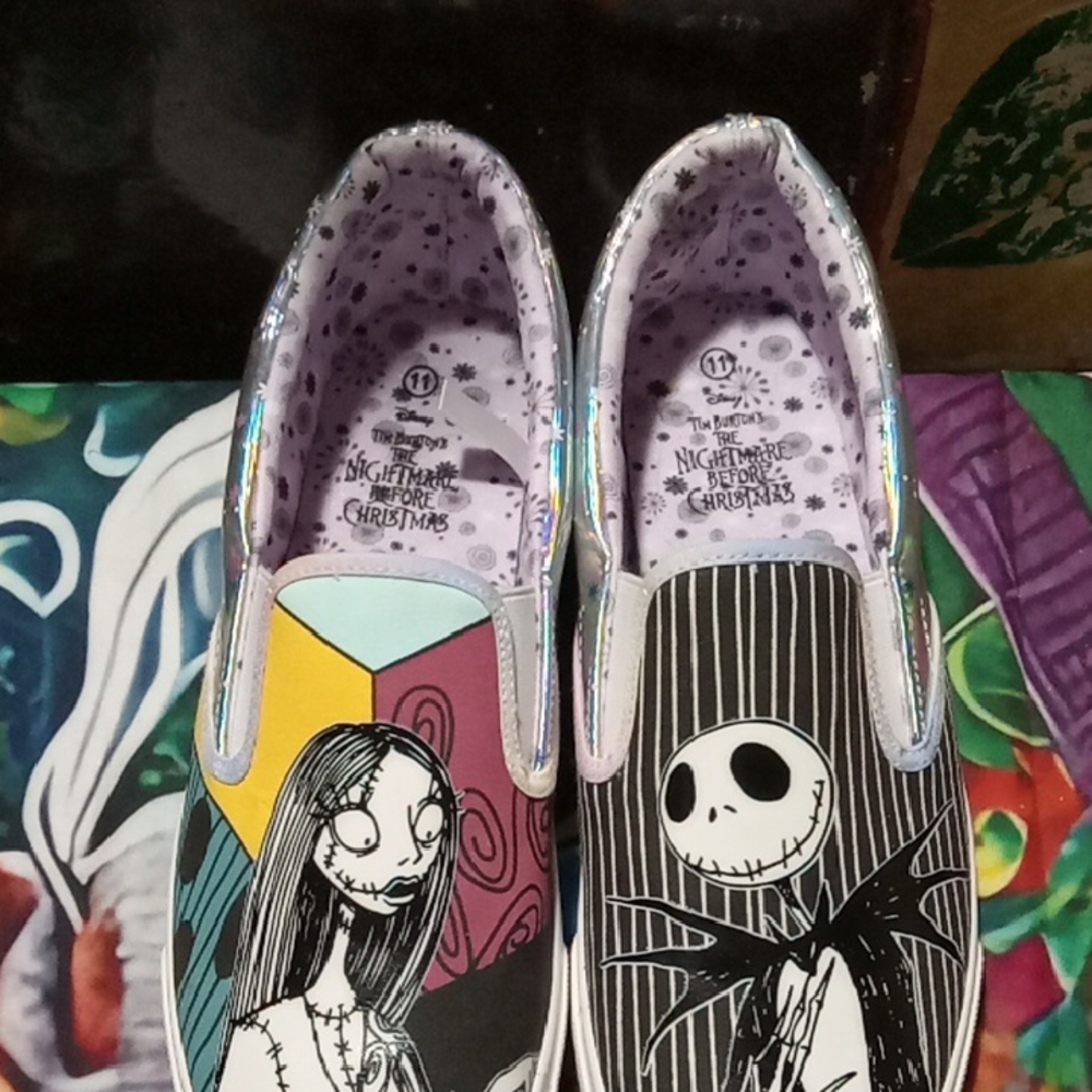 Disney Black and White Artistic Slip-On Sneakers